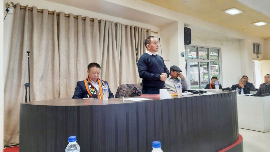 Rev Vezopa Rhakho addressing the joint meeting of CCEM with various groups at Pfütsero on October 25. (Photo Courtesy: CCEM)